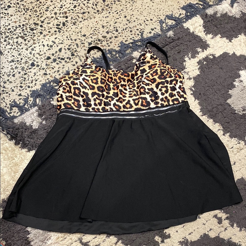 Leopard Print and Black Kids Dress